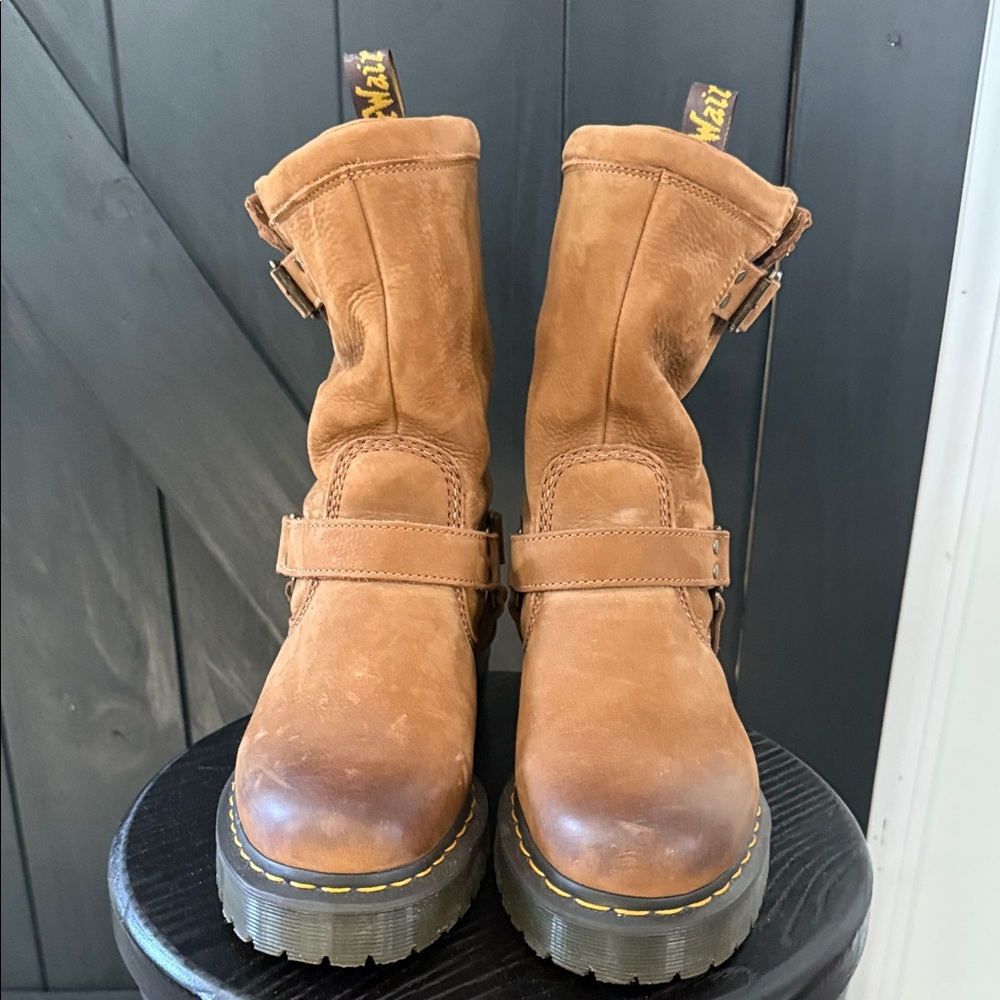 Dr. Martens Brown Leather Buckle Boots